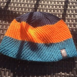 The North Face Orange,Blue Reversible Hat/Beanie